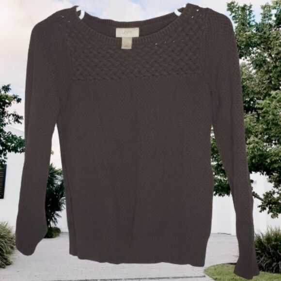 LOFT Sweaters - Loft Brown Cotton Crew Neck Chunky Knit Sweater Size‎ Extra Small